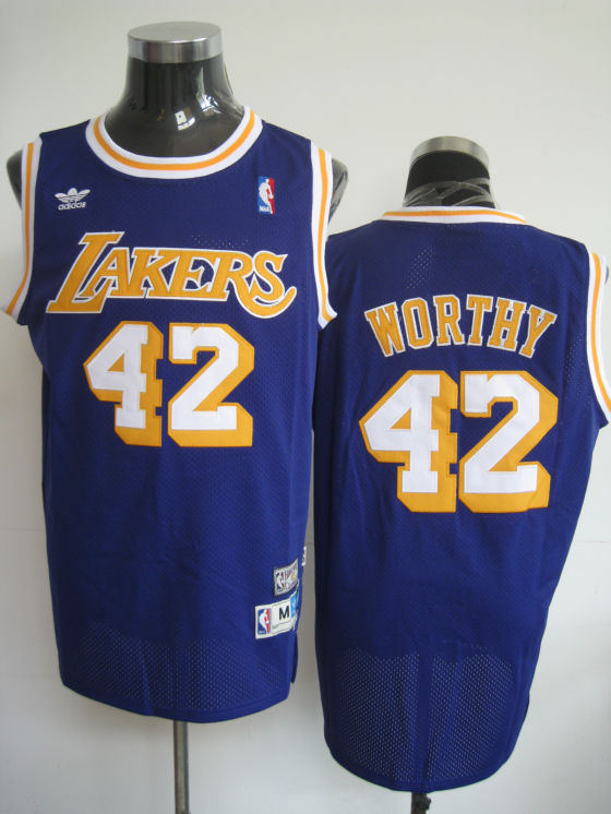 NBA Los Angeles Lakers 42 James Worthy Swingman Purple Throwback Jersey